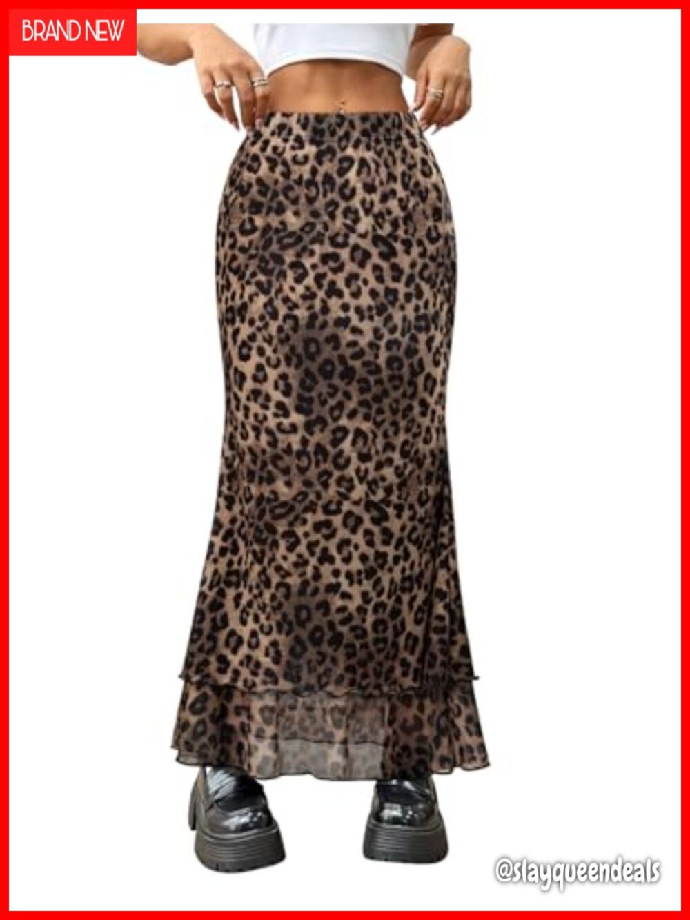 Flowy Leopard Maxi Skirt with High Waist